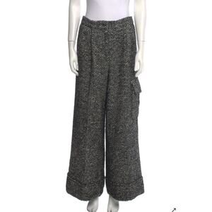 B63 Moncler Pantalone Wide Leg Herringbone Pants Womens 42 Après Ski Winter Luxe